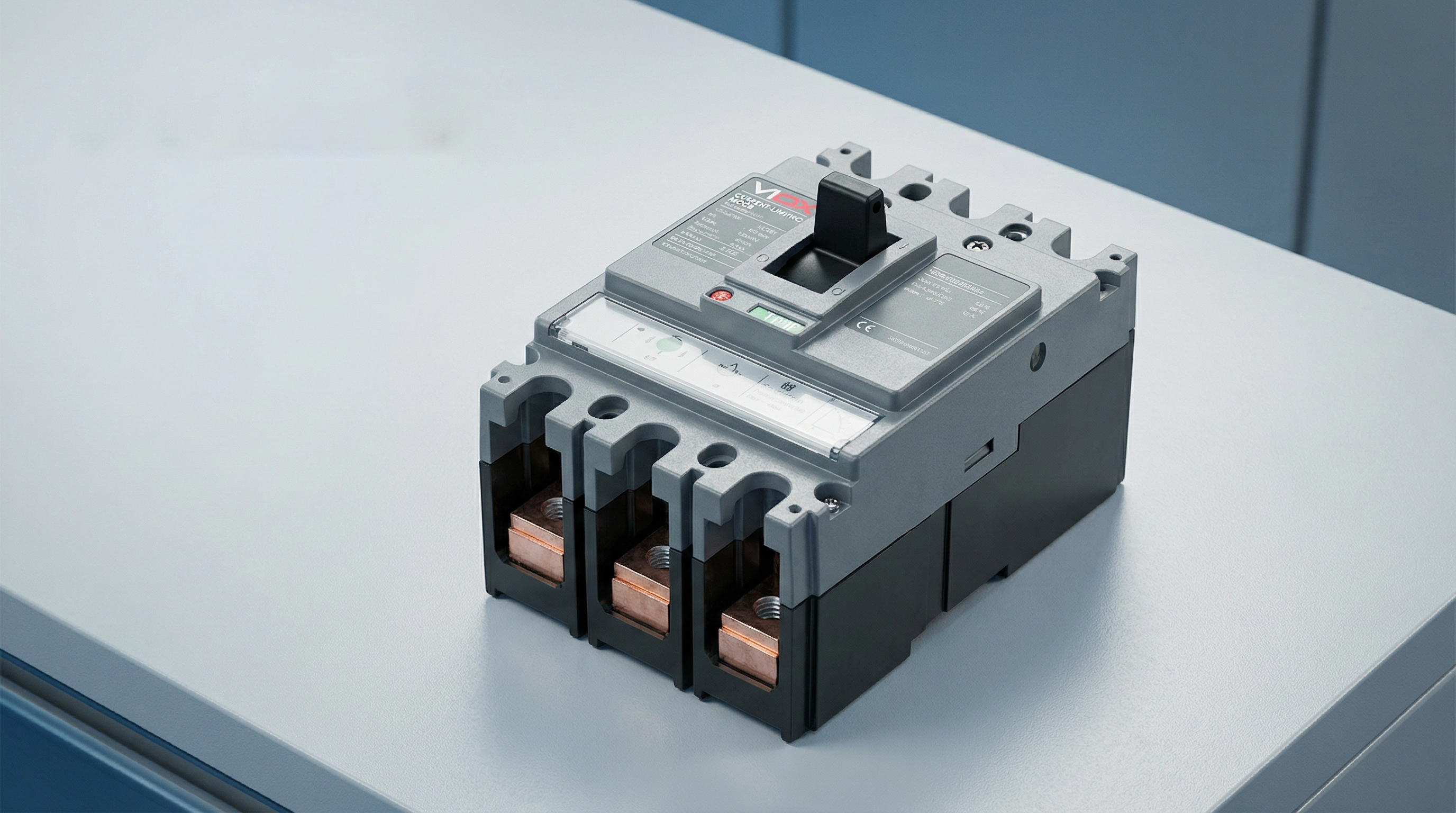 Professional header image showing a modern current-limiting MCCB with VIOX branding